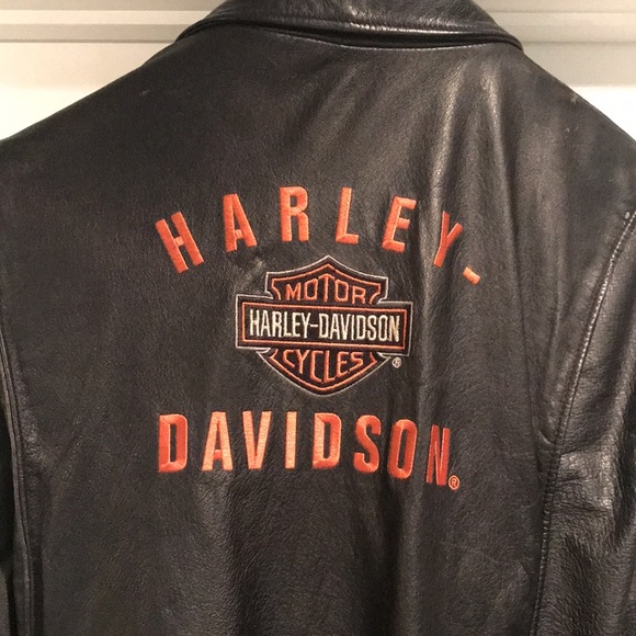 HARLEY-DAVIDSON BLACK LEATHER MID-WEIGHT JACKET XL ZIP FRONT W/HD HANGER - Picture 4 of 16